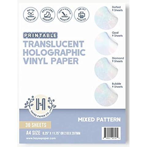 Printable Translucent Holographic Vinyl Sticker Paper - Mixed Pattern A4/ 36PK Cover