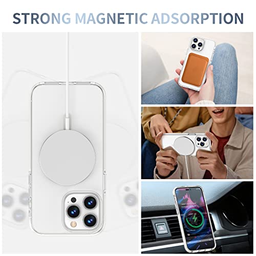 Milprox Case Compatible With Magsafe For Iphone 14 Pro Max, Magnetic Clear [Non Yellowing] [Mil-Grade Protection] Shockproof Heavy Duty Bumper Cover Shell For Iphone 14 Pro Max Case 2022-White #TOP1