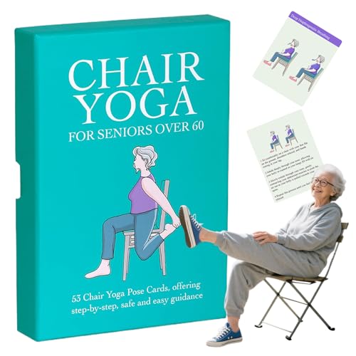 Bajbumgn Tarjetas De Yoga En Silla,Mazo De Ejercicios En Silla Para Personas Mayores | Tabla De Posturas De Yoga Para Mujeres Hombres Principiantes Adultos De Todas Las Edades En El Hogar Y La Oficina