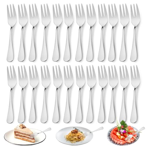 Umllpet 24 Piezas de Tenedores de Postre, Tenedores de Acero Inoxidable, Tenedores de Postre Para Ta