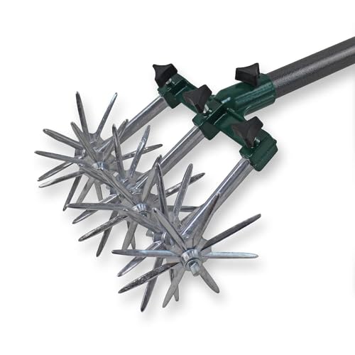 Coopers of Stortford - Long Handled Rotary Cultivator Gardening Rotary Tiller 48 Powerful Offset Blades Reseeding Grass or Soil Mixing L145cm x W20cm 2 Coopers of Stortford - Long Handled Rotary Cultivator Gardening Rotary Tiller 48 Powerful Offset Blades Reseeding Grass or Soil Mixing L145cm x W20cm - Image 2