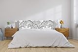 Oedim Cabecero Cama PVC Mandala Flores Blanco y Negro 135x60cm | Disponible en Varias Medidas | Cabecero Ligero, Elegante, Resistente y Económico