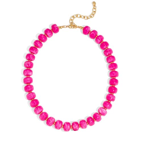 INNERDIVA Chunky Beaded Necklace for Women Rose Red Bead Choker Jewelry