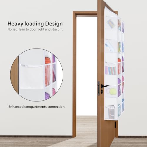 Image of Univivi Hanging Yarn Storage Organizer, Extra Large 5 Tiers Crochet Bag Organizer with Clear Deep Pockets, Over The Door Yarn Storage for Crochet Hook, Knitting Needles (White)