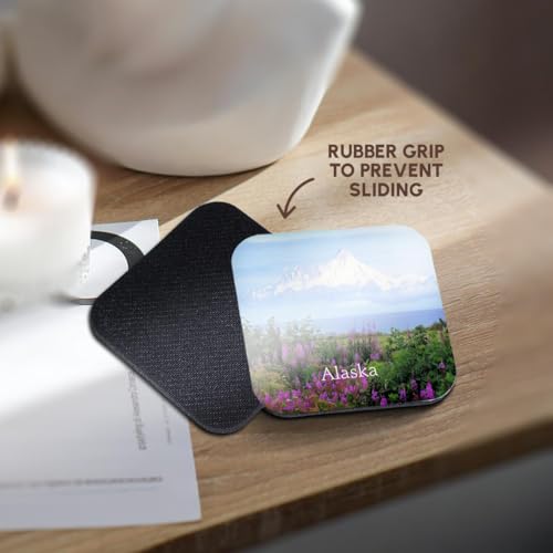 3dRose Image of Flowers And Mountains In Alaska Photo - Soft Coasters, set of 4 , set-of-4-Soft, Varies by 3dRose - Used condition - Image 4