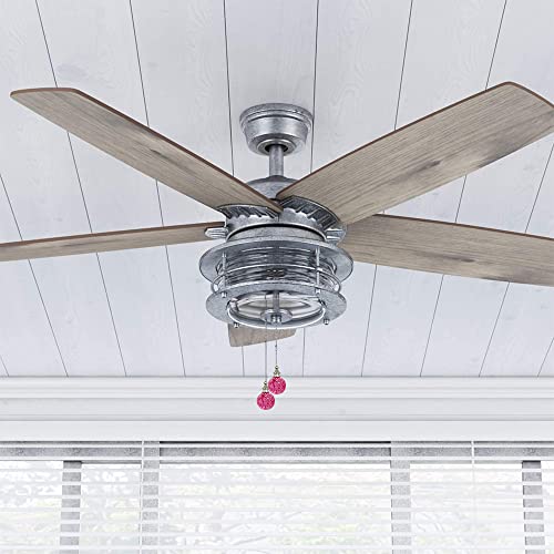 Image of 2 Pack Pink Glass Ceiling Fan Pull Chain, Fan Lamp String Pulls Crystal Decorative Extension, 12 Inches Ball Chains Extender Ornament with Connector