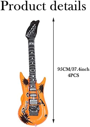 Kids Inflatable Props Blow Up Rock Star Pop Star Toys - 6Pcs Inflatable Rock Guitar Toy For Music Themed Parties Summer Fun Pool Party Photo Booth Props