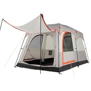 COSTWAY 2-Room Camping Tent, 4-6 Person Spacious Family Tent with Rainfly, PU 3000MM PE Tarp, Mesh Windows and Carry Bag, Waterproof Sun Shelter for Backpacking Hiking