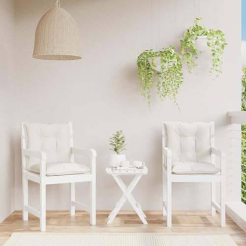 Coussin de chaise de jardin dossier bas crème 100x50 cm lot de 2 en polyester - 3