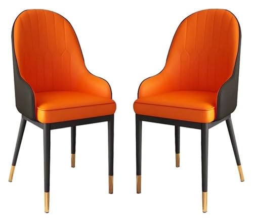 JKJZSALJ Juego De 2 Sillas De Comedor Modernas De Piel Sintética con Respaldo Alto, Asiento Acolchado Y Suave, Patas De Hierro Forjado, para Cocina, Sala De Estar, Salón, Talla Única