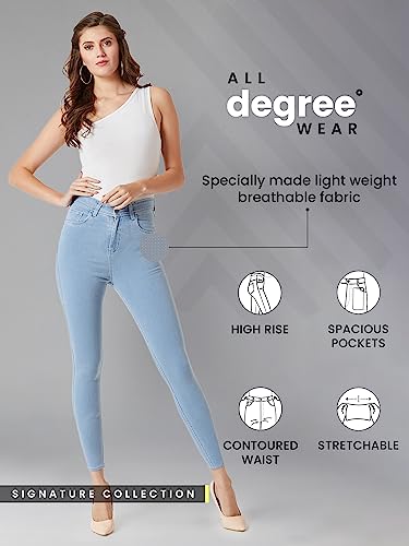 Image of Dolce Crudo Women's Light Blue Skinny High-Rise Distressed Cropped Denim Jeans