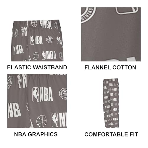 Ultra Game Adult Unisex NBA Official Logo All-Over Print Pajama Pants – Flannel Black & Heather Gray4