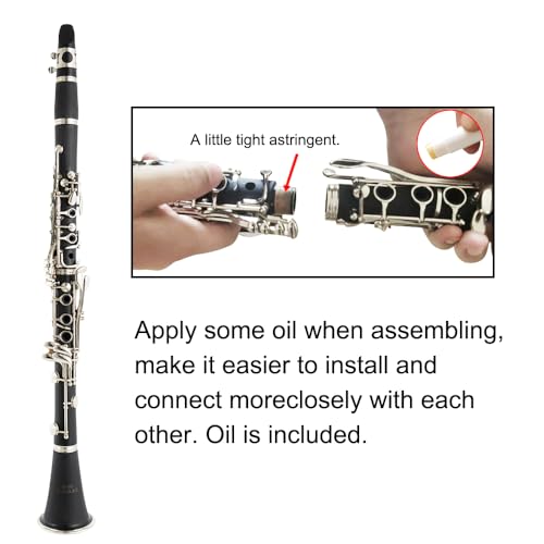 Yamaer Bb Clarinet,Beginner B Flat Clarinets for Adult,band,Wind & Woodwind Musical Instruments (Black)