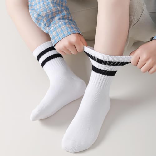 Mini angel Kids Socks Boys Girls Crew Socks Seamless Cotton Ankle Athletic Socks with Retro Stripes 3/5 Pairs2