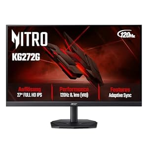 Acer KG272G Gaming Monitor 27 Zoll (69 cm Bildschirm) Full HD, LED, 120Hz HDMI/DP, 75Hz VGA, 1ms(VRB), HDMI 1.4, DP 1.2, AdaptiveSync