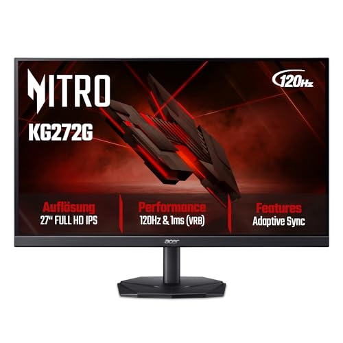 Acer KG272G Gaming Monitor 27 Zoll (69 cm Bildschirm) Full HD, LED, 120Hz HDMI/DP, 75Hz VGA, 1ms(VRB), HDMI 1.4, DP 1.2, AdaptiveSync