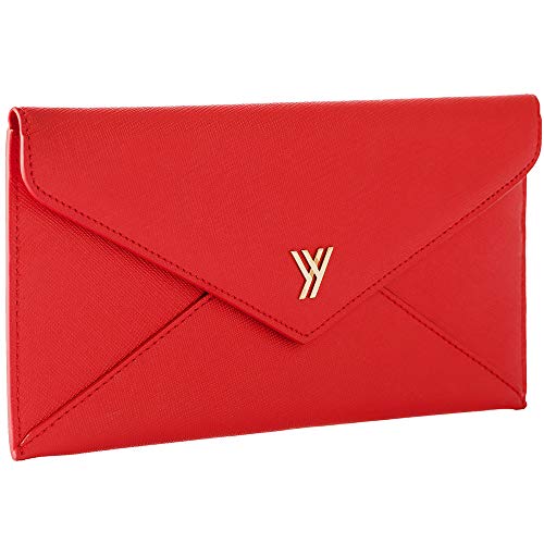 YBONNE Women s Long Wallet RFID Blocking Envelope Purse, Made of Finest Genuine Leather (Red)