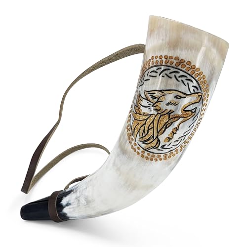 Norse Tradesman Viking War Horn – 12' Blow Horn Battle Trumpet Crafted from Authentic Premium Ox...