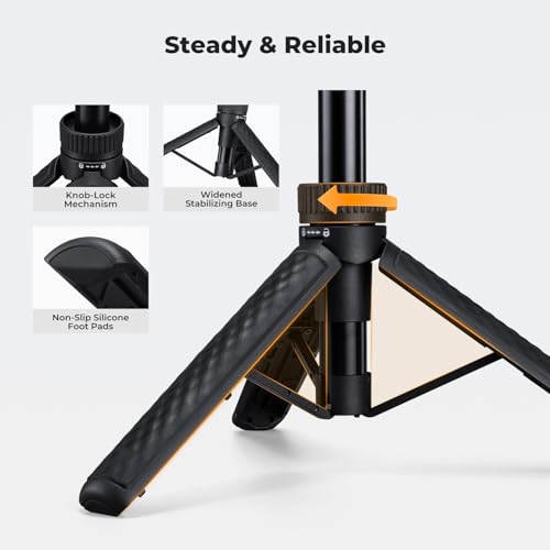 Image of K&F CONCEPT 25.6'' Mini Selfie Stick Tripod Stand, 5 Levels 360 Ball Head Pocket Tripod with Cold Shoe, Small Tripod Compatible with DJI Osmo Pocket 3 Action 5 Pro GoPro Hero13 Smartphone.