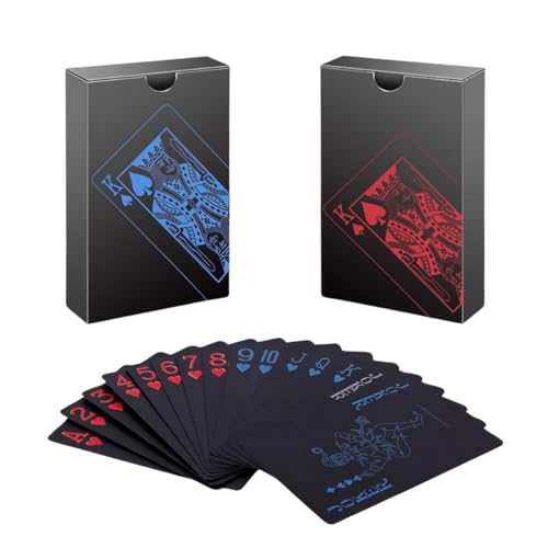 Kit 2 Baralhos Black Vermelho Ou Azul Resistente A Água Anti Rasgo Poker Mágica