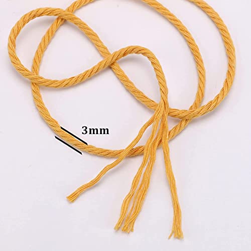 Image of ecofynd 50 Meters Light Yellow Colour Cotton Cord, Colour Dori for Wall Hanging Plant Hanging Craft Making, Natural Thread Rope for Handmade Plant Hanger (Cord-LYL)