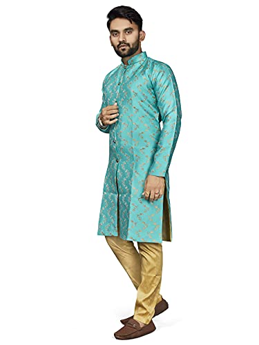 Image of Mens Indo Western Set (Small, T.Blue)
