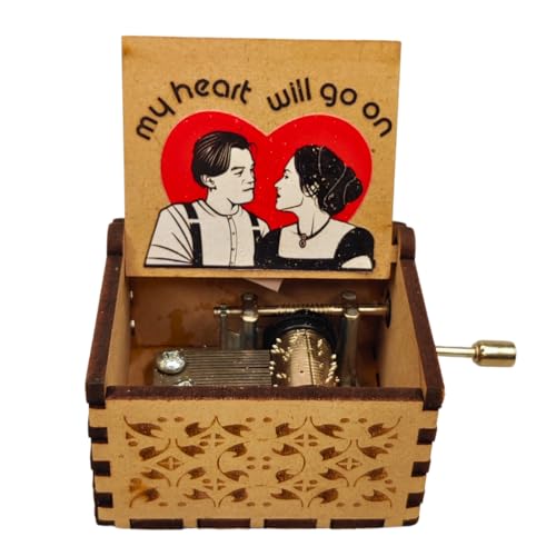 Image of Zesta Wooden Hand Cranked Collectable Engraved Music Box (Cant Help Falling in Love Black)