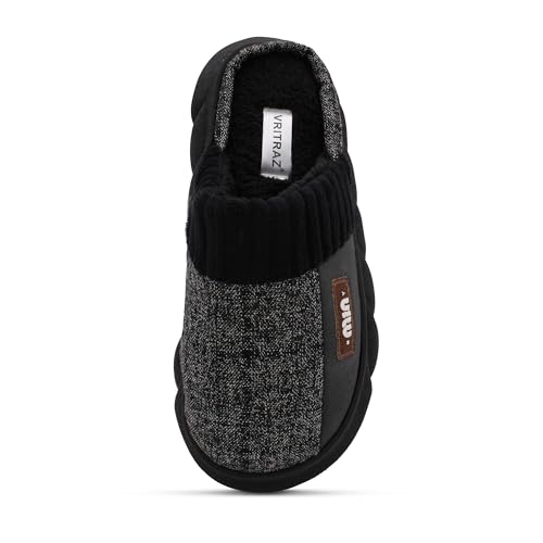Image of VRITRAZ Men's Warm Fur Slippers | Soft Plush Indoor Shoes | Anti-Slip Cozy Memory Foam Footwear for Winter