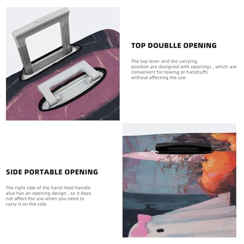 Cute White Ghost Pink Bow Porch Elastic Travel Luggage Covers Dustproof Scratch-Resistant Suitcase Protector Fit 22-24 Inch3