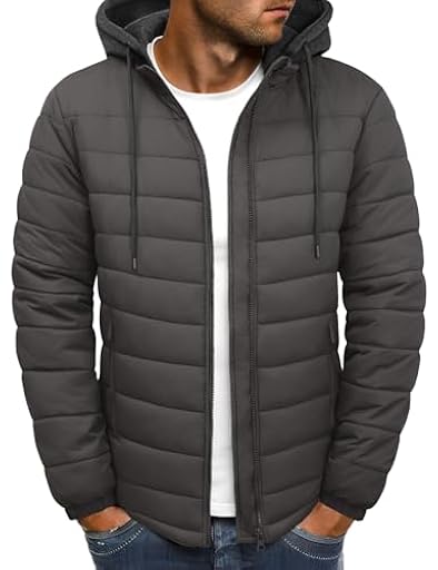 Xnova Chaqueta Acolchada Hombre Invierno Ligera Impermeable Cazadoras Entretiempo con Cremallera Chaquetas Softshell de Plumas Plumiferos Sudadera con Capucha Desmontable, Gris, XL | Ya disponible en tu tienda friki favorita! En mundofriki.es!