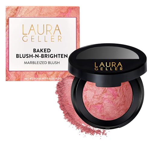 LAURA GELLER NEW YORK Baked Blush-n-Brighten for Mature Skin - 01 Pink Buttercream- Powder Blush Won't Settle into Fine Lines - Buildable Natural Finish – Longlasting Formula - Made in Italy​