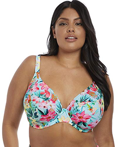 Image of Elomi Swim Aloha Underwired Plunge Bikini Top (36F, Aqua)