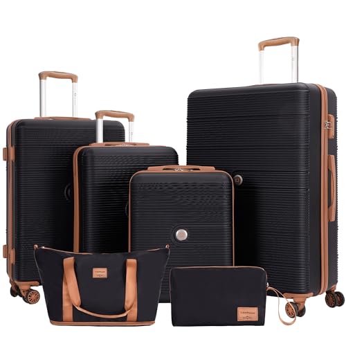 Image of 4-Piece Luggage Sets 16 inch20 inch24 inch28 inch,Suitcases with Double Spinner Wheels and TSA Lock,Hardcase 6 set Luggage with Underseat Duffel Bag