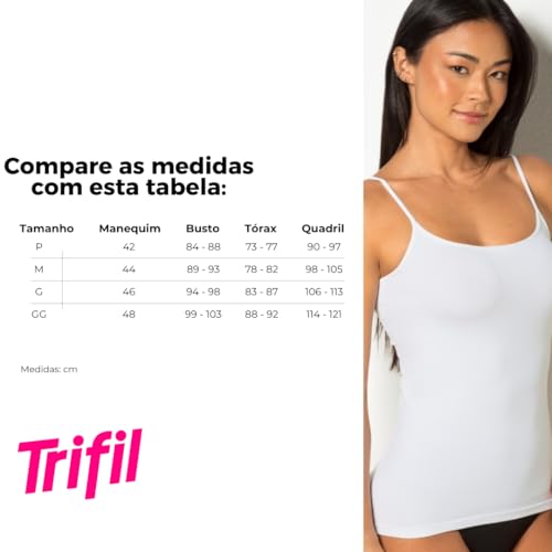 Kit 02 Camisetas Regata Basica Trifil Microfibra de Poliamida Sem Costura Blusinha Feminino Adulto |