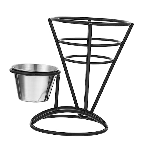 CIYODO Cone Shape French Fries Stand with Sauce Cup Decorative Fry Basket for Snacks for Home Parties Restaurants and Fast Food Shops