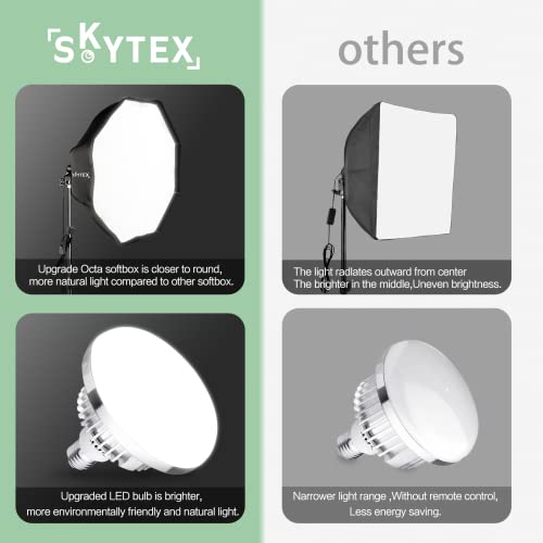 Image of Skytex Softbox Lighting Kit 2pack 20x28in Octa Soft Box|135W 2700-6400K E27 LED Bulb Continuous Photography Lighting, Photo Studio Lights Equipment for Camera Shooting, Video Recording