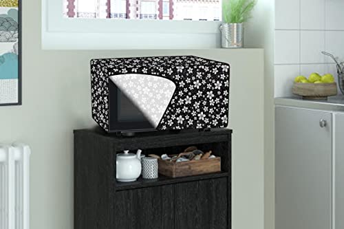 Image of Stylista Microwave Oven Cover for LG 32 L Convection MJ3286BRUS Floral Pattern Black