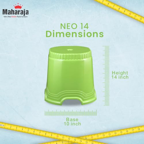 Image of MAHARAJA Neo Plastic Sitting Stool for Indoor Or Outdoor | Kitchen & Living Room (Green, Pack of 4 (14 inch))