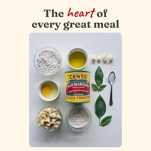 Cento Certified San Marzano Whole Peeled Tomatoes, 28 Oz (Pack of 6), Canned Plum Tomatoes in Thick Puree with Basil, Grown and Processed in Italy