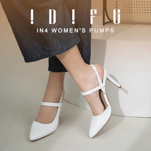 IDIFU IN4 Women's Pumps High Heels Strappy Closed Toe Stiletto Pointed Toe Slingback Dress Shoes for Women Wedding Prom Bridal Party Trendy Fashion Sexy Comfortable Pumps Dressy Shoes2