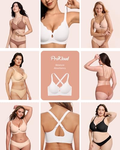 Image of ProKloud Bras for Women No Underwire Wireless Jelly Bras Full Coverage Seamless Push Up Bralettes Support Tshirt Bra
