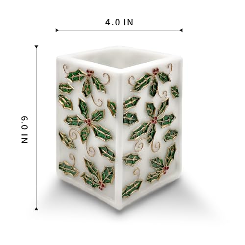 Image of Christmas Flickering Flameless Square Pillar Candle Light Real Wax LED Candle Battery Powered with 6 Hour Timer Xmas Indoor Decoration