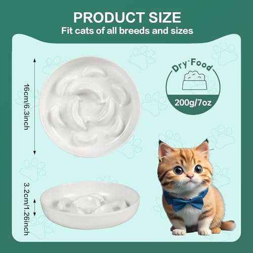 Anti-Schling-Napf für Katzen aus lebensmittelechtem Melamin – Rutschfester Slow Feeder mit Labyrinth-Design – Sanfte Farben – Für Nass- und Trockenfutter geeignet – Weiß– 16 x 16 x 3,2 cm