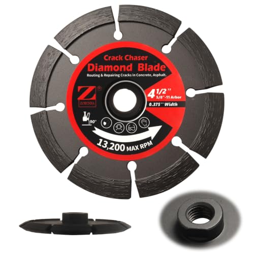 ZORUNNA 4.5" Crack Chaser Blade for Concrete, 0.375" Width, 5/8"-11 Arbor