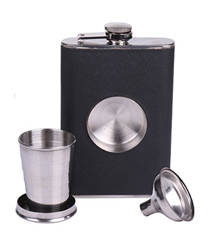 Shot Flask: 8 oz Stainless Steel Flasks For Liquor: Flask Set With Built-In