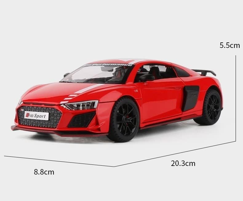 Image of Scale Exclusive Alloy Metal Pull Back | Die-cast Car Model with Sound Light Mini Auto Toy for Kids Metal Model Toy Car with Sound and Light (1.24 Scale -DC AODI R8 V10-RED)