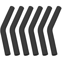 6PCS Silicone Straw Tips Reusable Rubber Straws Covers Replacement Flexible Food Grade Silicone Straw Elbows Tips Extender for 8mm 5/16" Outer Diameter Metal Stainless Steel Straws AccessoriesBlack