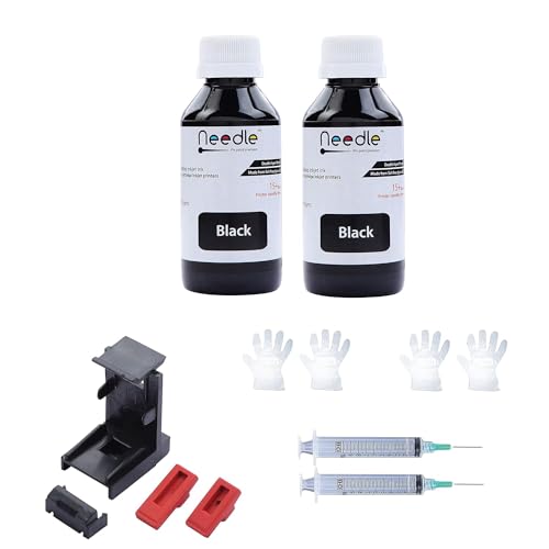 Needle 2x100gms Cartridge Refill Ink | Made in India | Compatible with Inkjet Printers | Easy Ink Refilling Solution (Black)