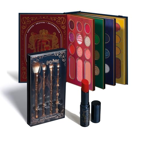 Combo Harry Potter: Paleta de Maquiagem Multifuncional 54g + Kit Pincéis + Balm Labial Vermelho 3,2g