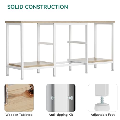 YITAHOME TV Stand, TV Cabinet up to 47 Inch, TV Unit with 2 Fabric Drawers and 2 Open Shelves, 110 x 30 x 50cm Chest of Drawers for Living Room, Entertainment Room, Bedroom Furniture, Steel Frame - Image 4